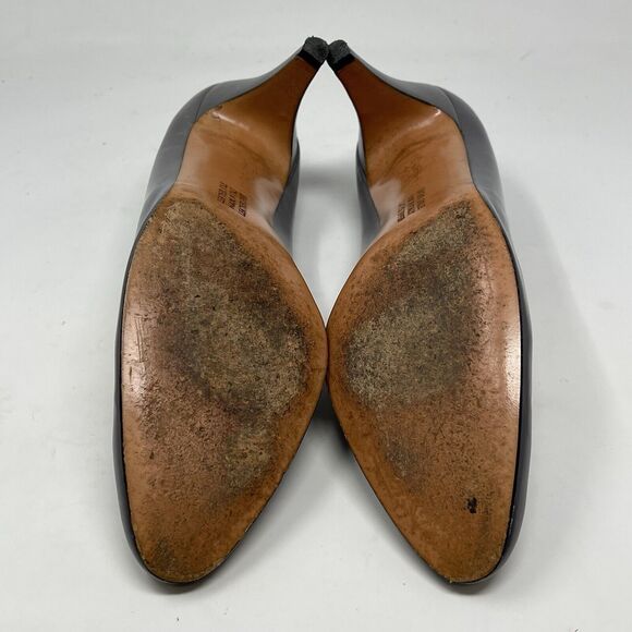Salvatore Ferragamo Shoes Womens 10 AAA Narrow Gray Leather Pumps Made in Italy - Picture 13 of 16